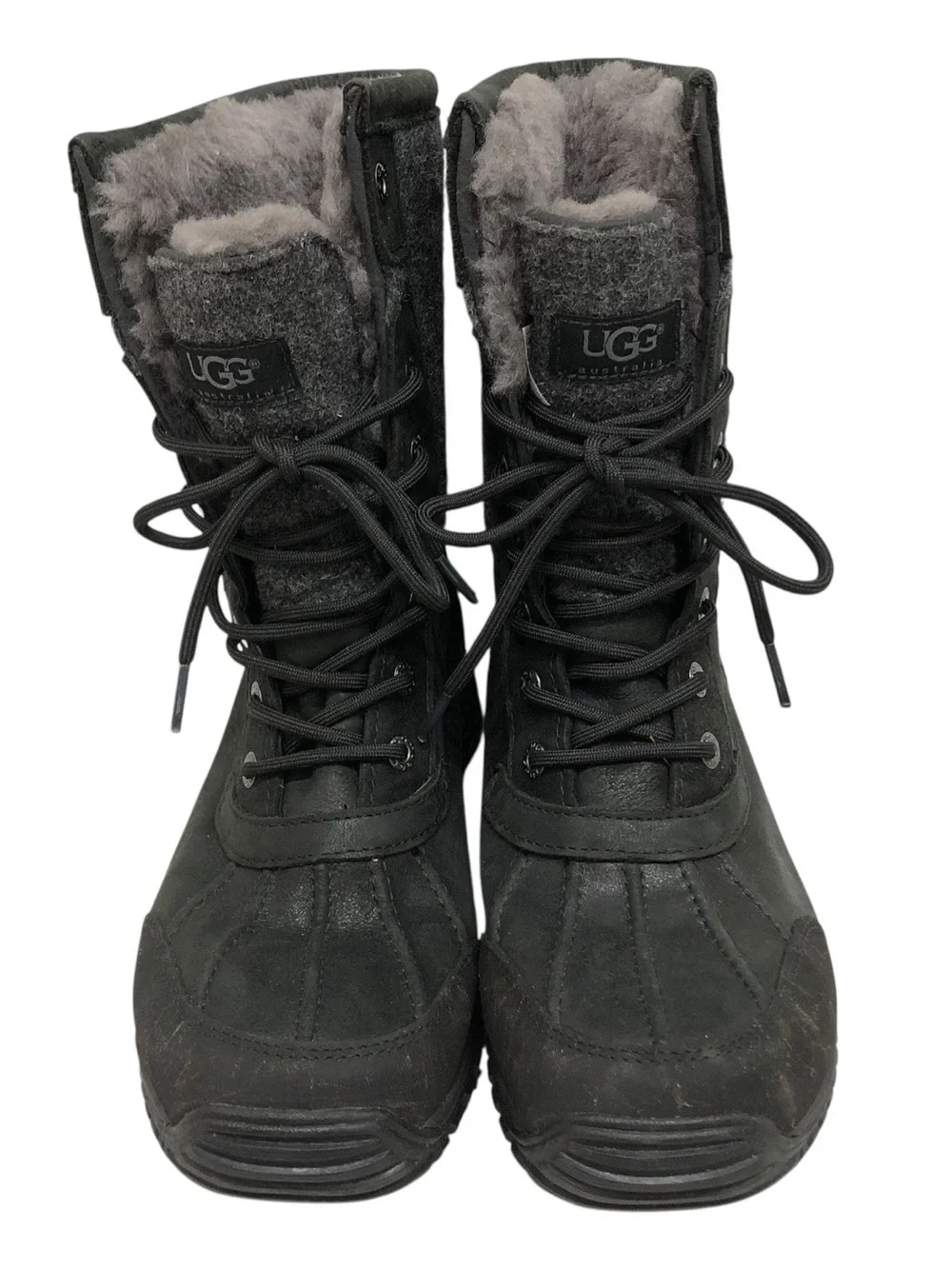 Ugg Women's Adirondack II Wool Black Lace Up Fur Lined Snow Boots Size 9